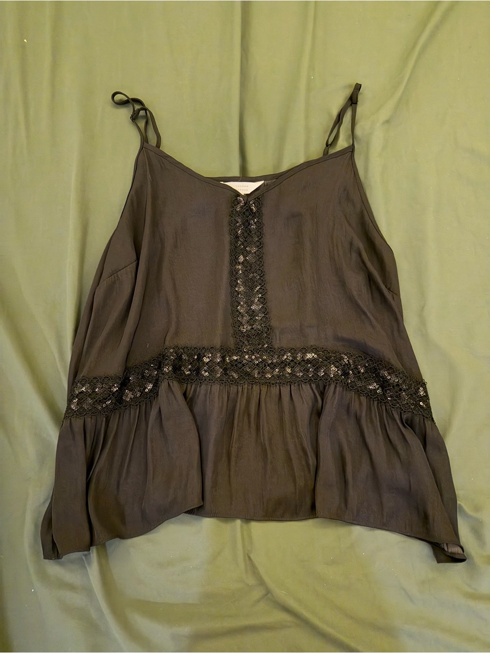 Lauren Conrad Black Lace-Trim Spaghetti Strap Women's Top